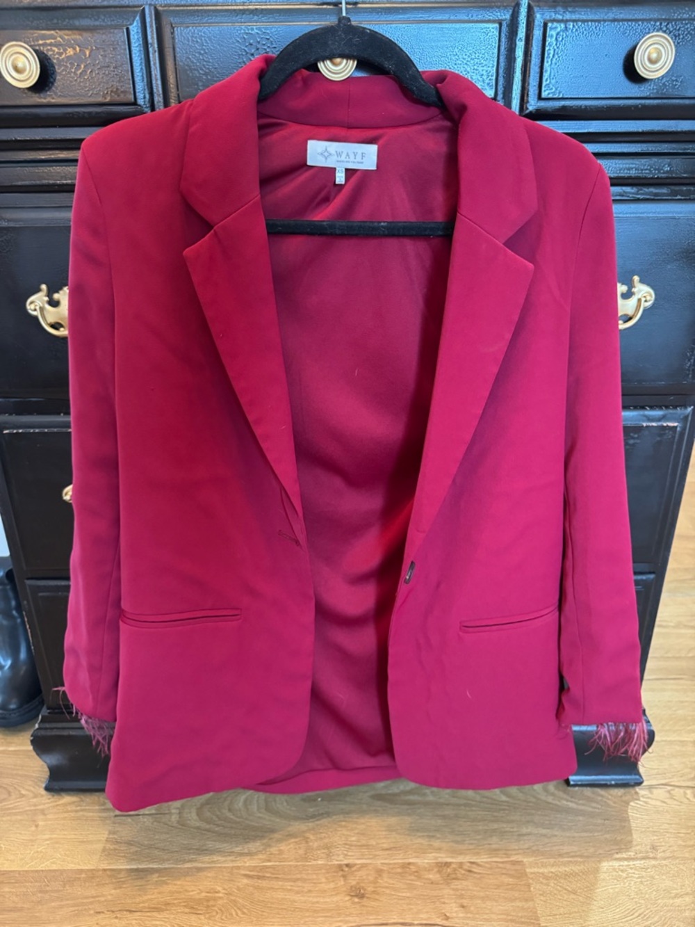 Wayf Deep Berry Red Women's Blazer Jacket